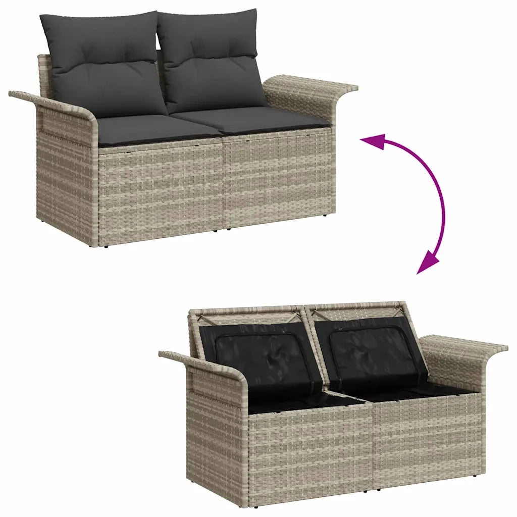Set Divano da Giardino 9 pcs Grigio chiaro Poly Rattan 3357045