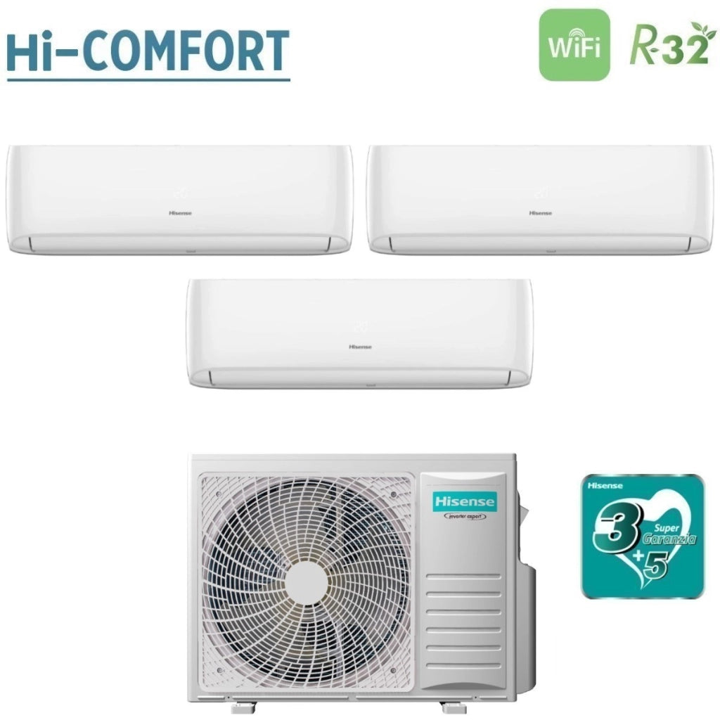 Condizionatore Trial Split Hisense Hi-Comfort 7+9+9 con 3AMW62U4RJC R-32 Wi-Fi Integrato