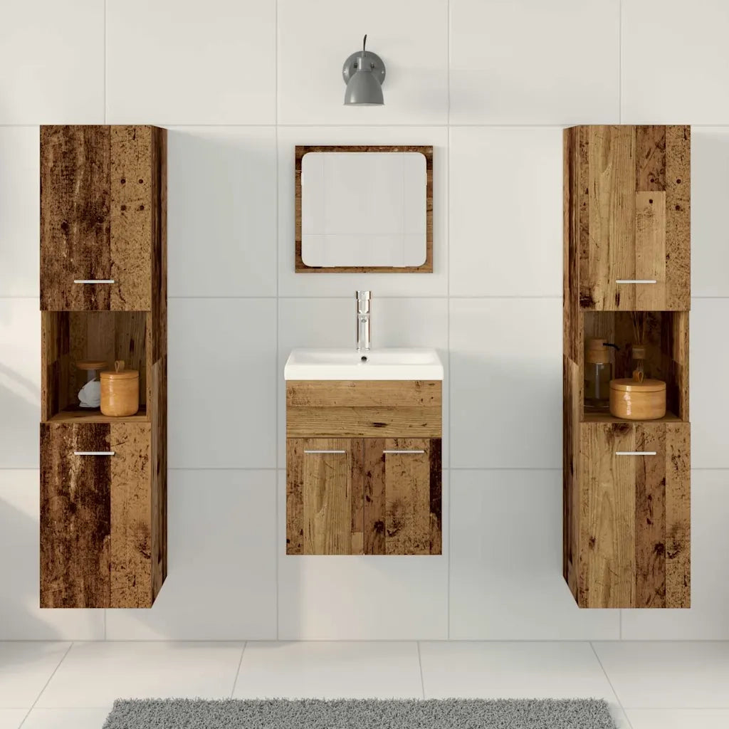 Set di mobili per il bagno con lo scaffale 4 pcs Legno vecchio 3332564