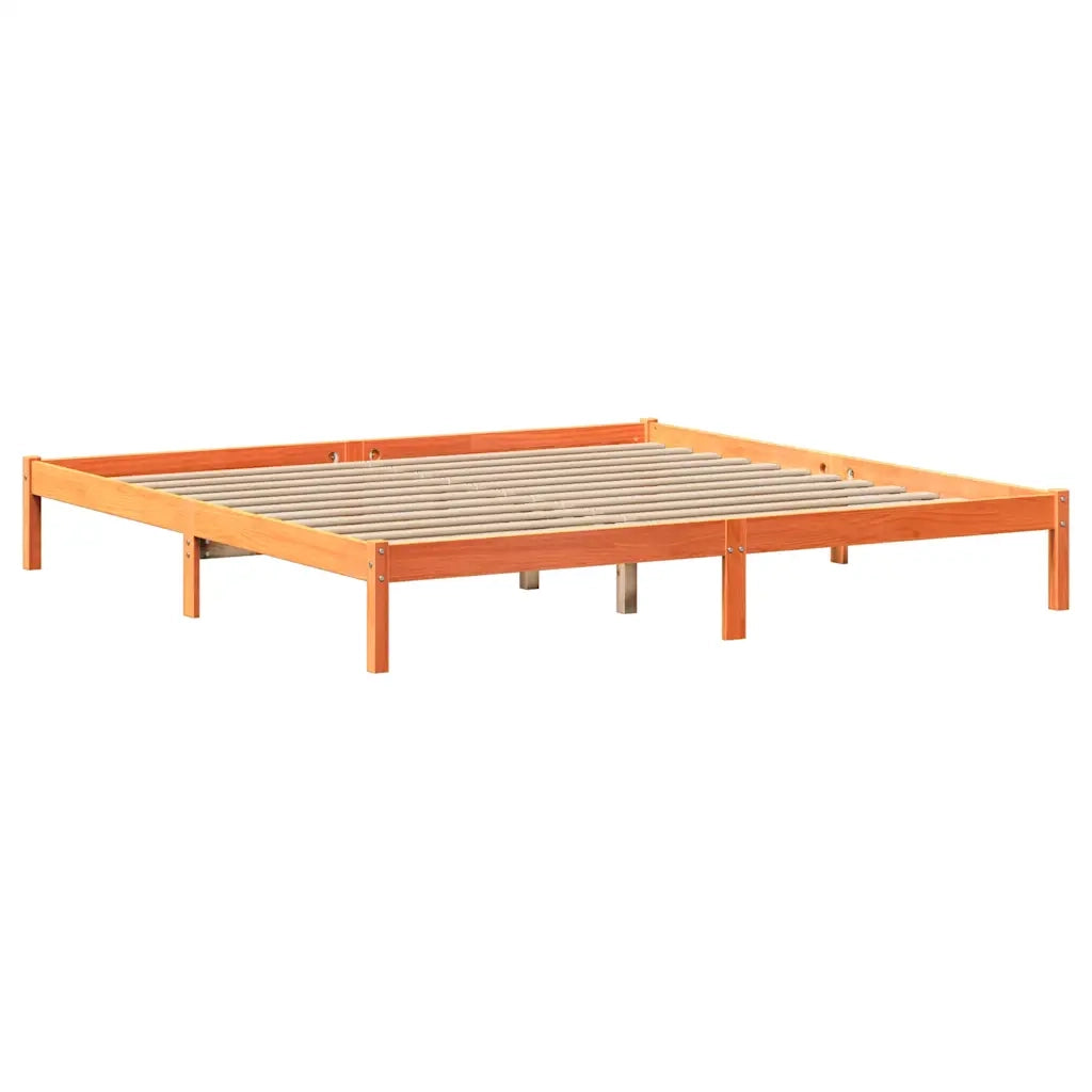 Letto matrimoniale | Letto per adulti | Letto Libreria senza Materasso Marrone Cera 200x200 cm in Pino