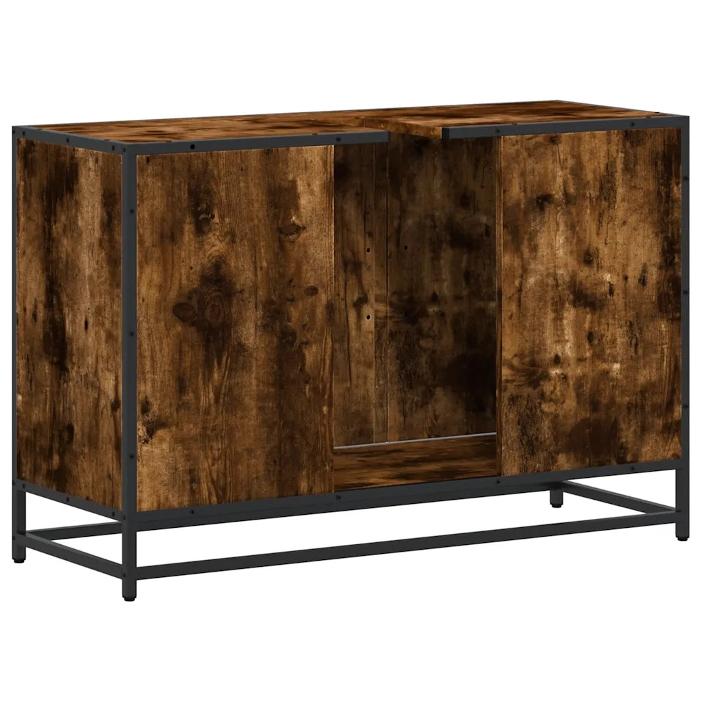 Mobile Lavabo | Armadio Lavabo Bagno Rovere Fumo 90x33x60 cm Legno Multistrato