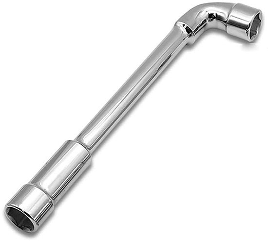 Chiave a L con doppia testa 14mm - ruotabile - spaziale - manubrio retrattile - acciaio inossidabile - chiave a dente