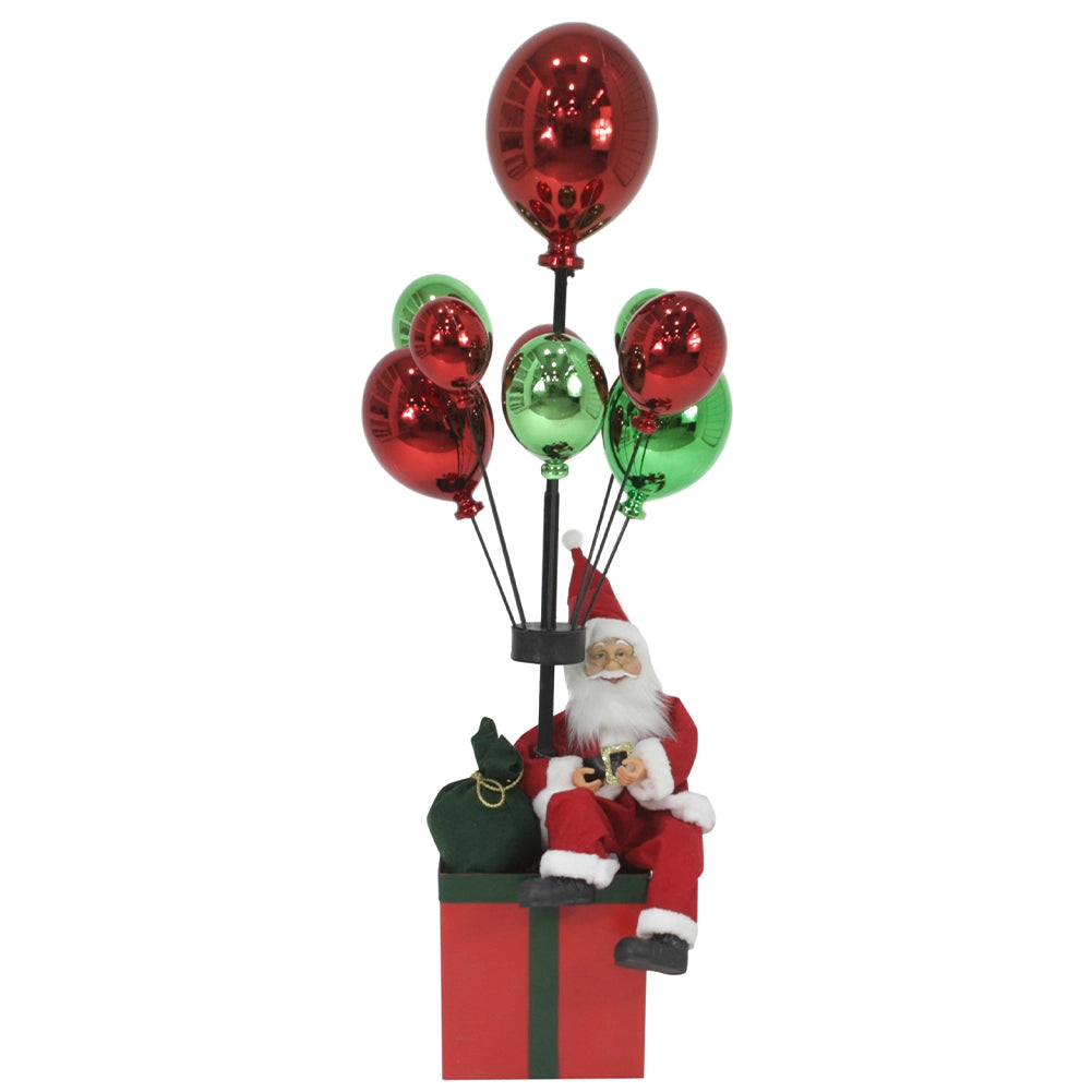 Babbo Natale con Palloncini Rosso e Verde Decorazione Addobbo Natalizio 82 cm