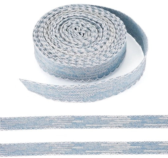 Decorazione con Pailletten 10 Metri - Poliestere - Accessori di Abbigliamento - 27 mm Larghezza - Lint Decorativo con Effetto Glamour