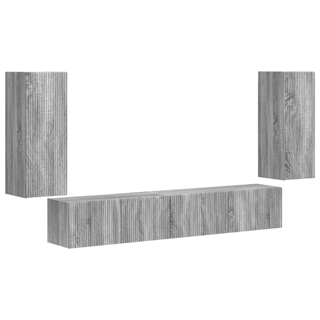 Set mobile TV 4 pz | Armadietto TV | Mobile Porta TV Grigio Sonoma Legno multistrato