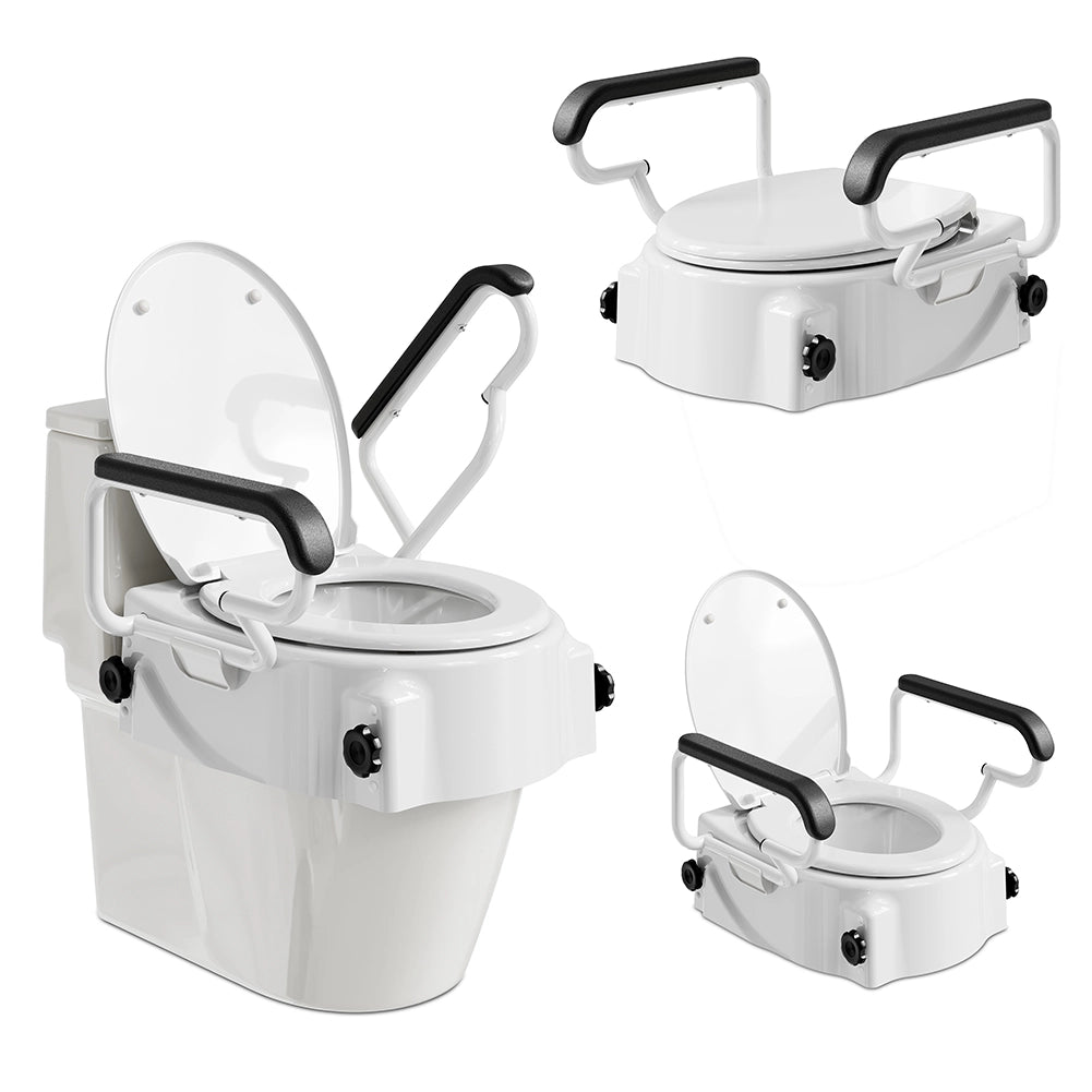 Rialzo per Sedile WC Braccioli Maniglie Assistite Copriwater Disabili e Anziani