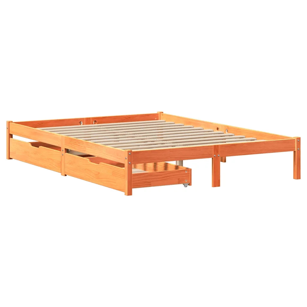 Letto matrimoniale | Letto per adulti | Letto senza Materasso Marrone Cera 120x200 cm in Legno di Pino