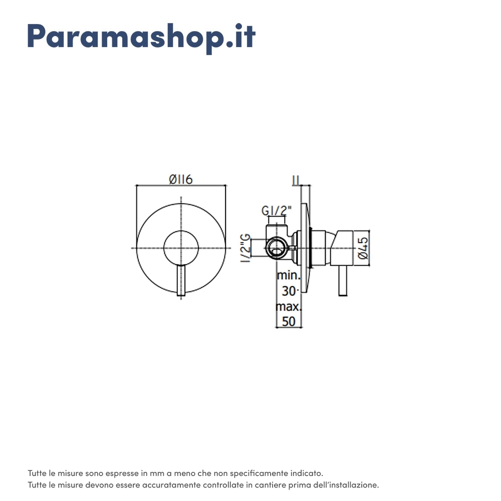 Paffoni miscelatore incasso doccia monocomando cromato mod. Light