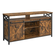 Mobile porta TV per TV fino a 65 pollici con ripiani regolabili 40 x 147 x 76 cm ante in stile fienile rustico struttura in metallo marrone e nero rustico 12_0006574