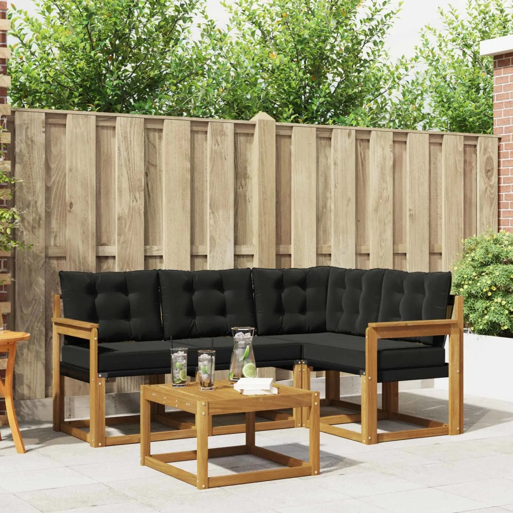 Set di divani da esterno con cuscino 5 pcs Naturale e Nero 3368635