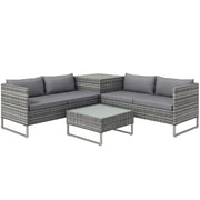 Set da Giardino 4 Pezzi con Divani e Tavolini ¨C zephmum ¨C Grigio, Acciaio, Polyrattan