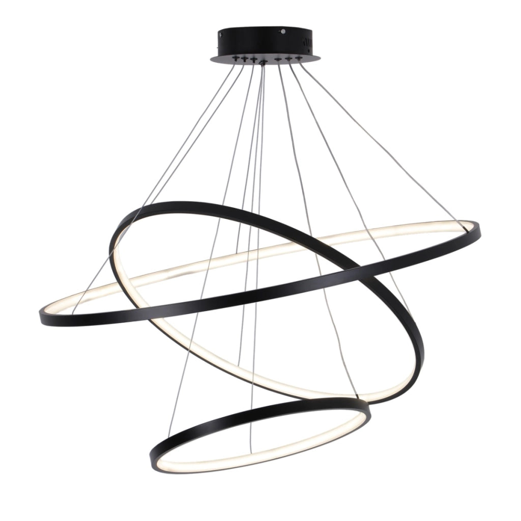 Polux LEA lampada sospesa LED 60W 3 anelli nera Ø80