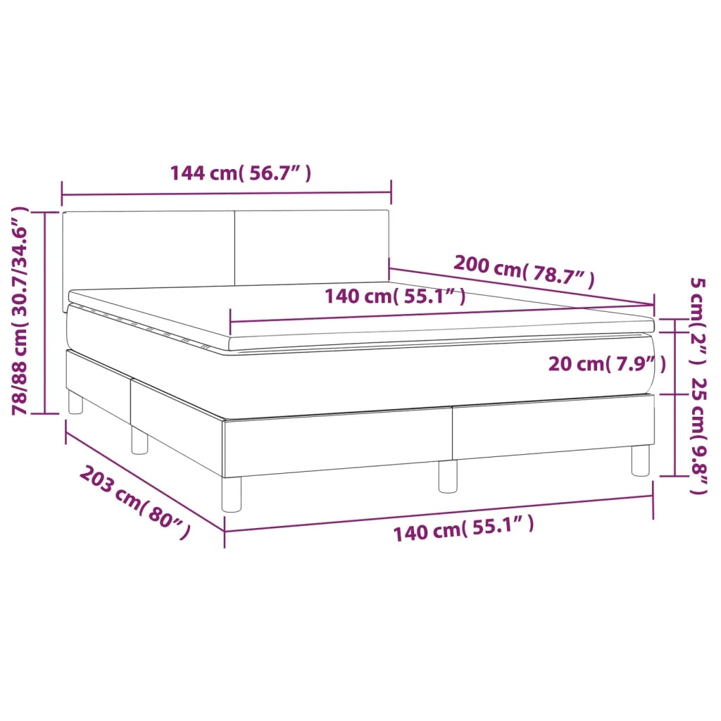 Giroletto a Molle con Materasso Marrone Scuro 140x200cm Tessuto
