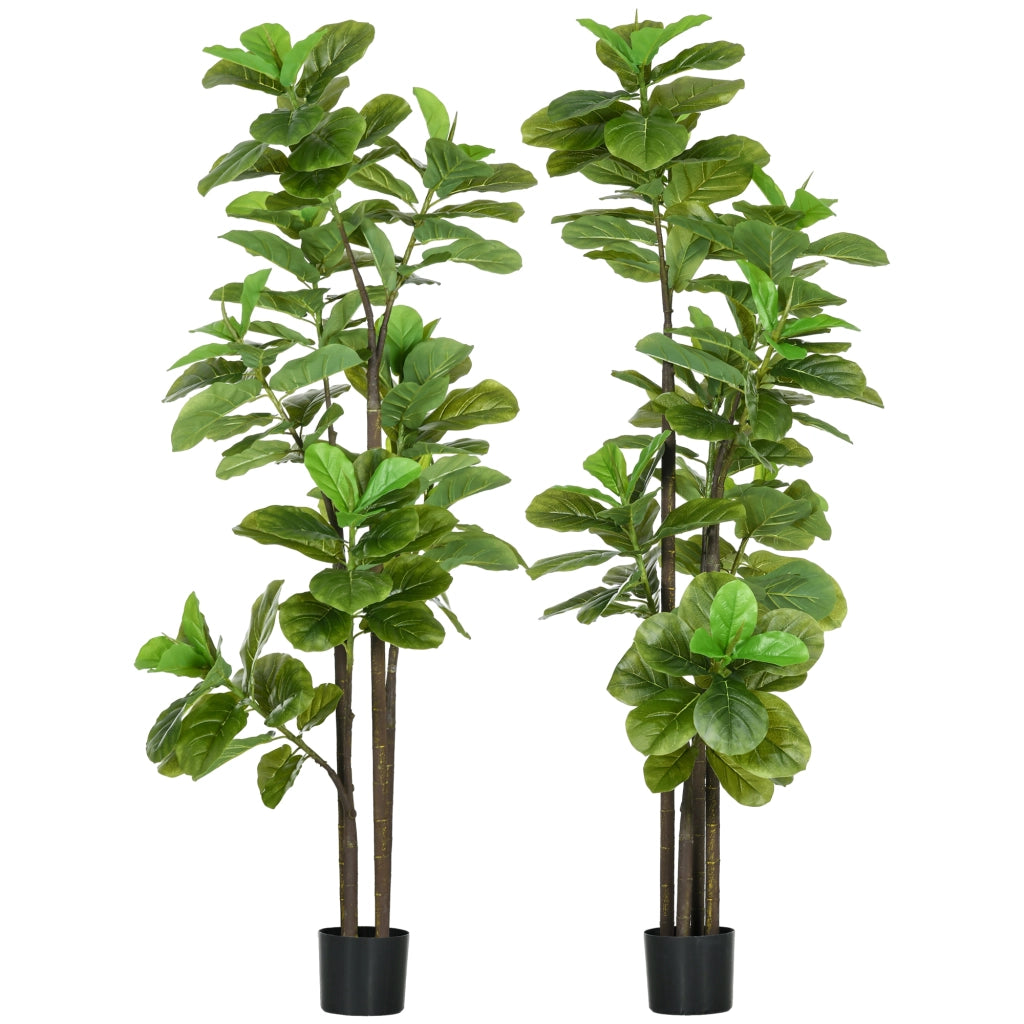 2 Piante Finte Ficus Lyrata Foglia di Violino ¨C Zephmum ¨C Altezza 180cm con Vaso