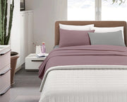 Completo Lenzuola Invernali Felpate In Calda Flanella Bicolore Set Biancheria Da Letto Anti Pilling Lenzuolo Sopra,Sotto Con Angoli Elasticizzati E Federe Prodotto Certificato Rosa-grigio - Singolo