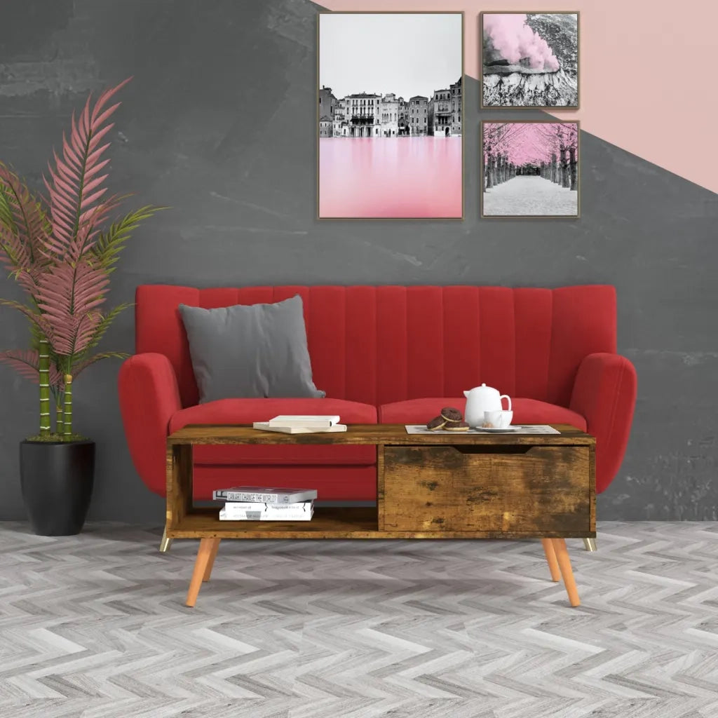 Tavolino salotto | Tavolino da caff¨¨ | Tavolino da Soggiorno Rovere Fumo 100x49,5x43 cm Legno Multistrato