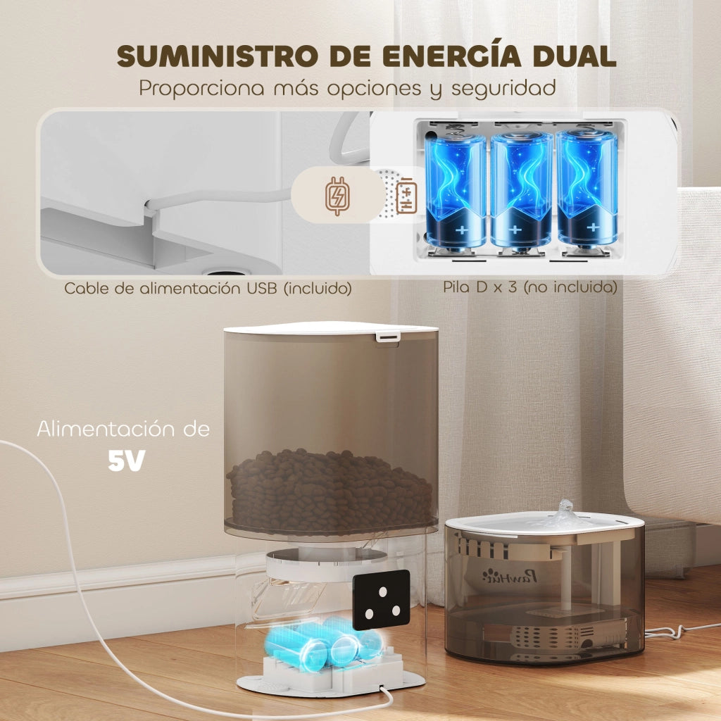 Dispenser Cibo per Gatti e Cani 3L con App ¨C Minimal ¨C Grigio