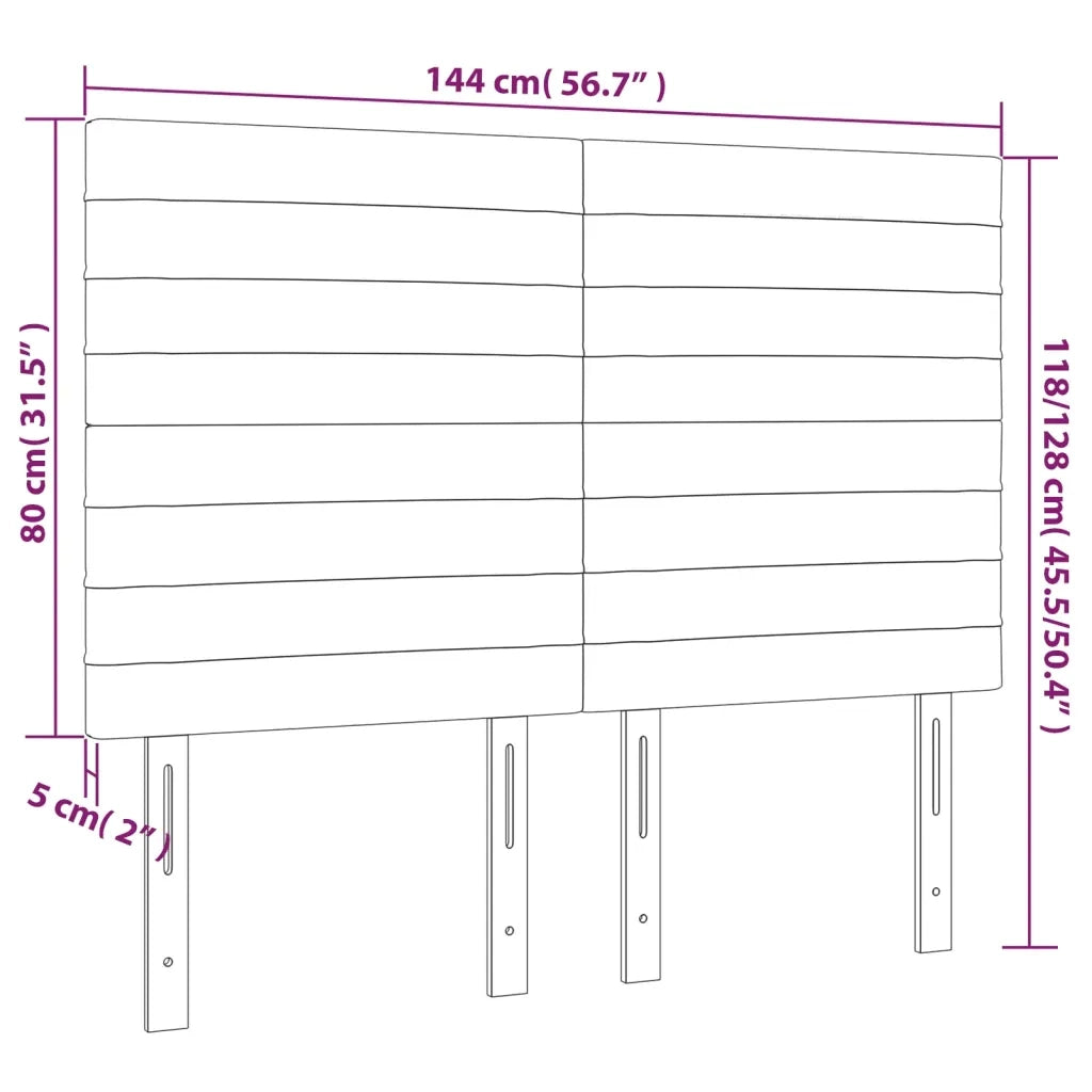 Testiera a LED Nera 144x5x118/128 cm in Velluto 3122614
