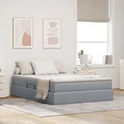 Letto con contenitore e materasso Grigio chiaro 140 x 200 cm