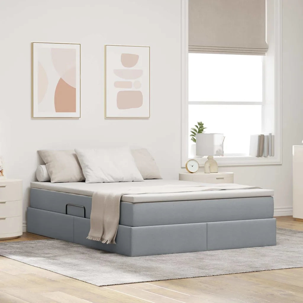 Letto con contenitore e materasso Grigio chiaro 140 x 200 cm