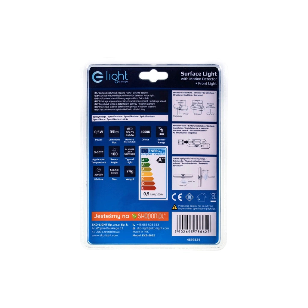 Lampada sottopensile LED 0,5W 4000K sensore AAA Eko-Light