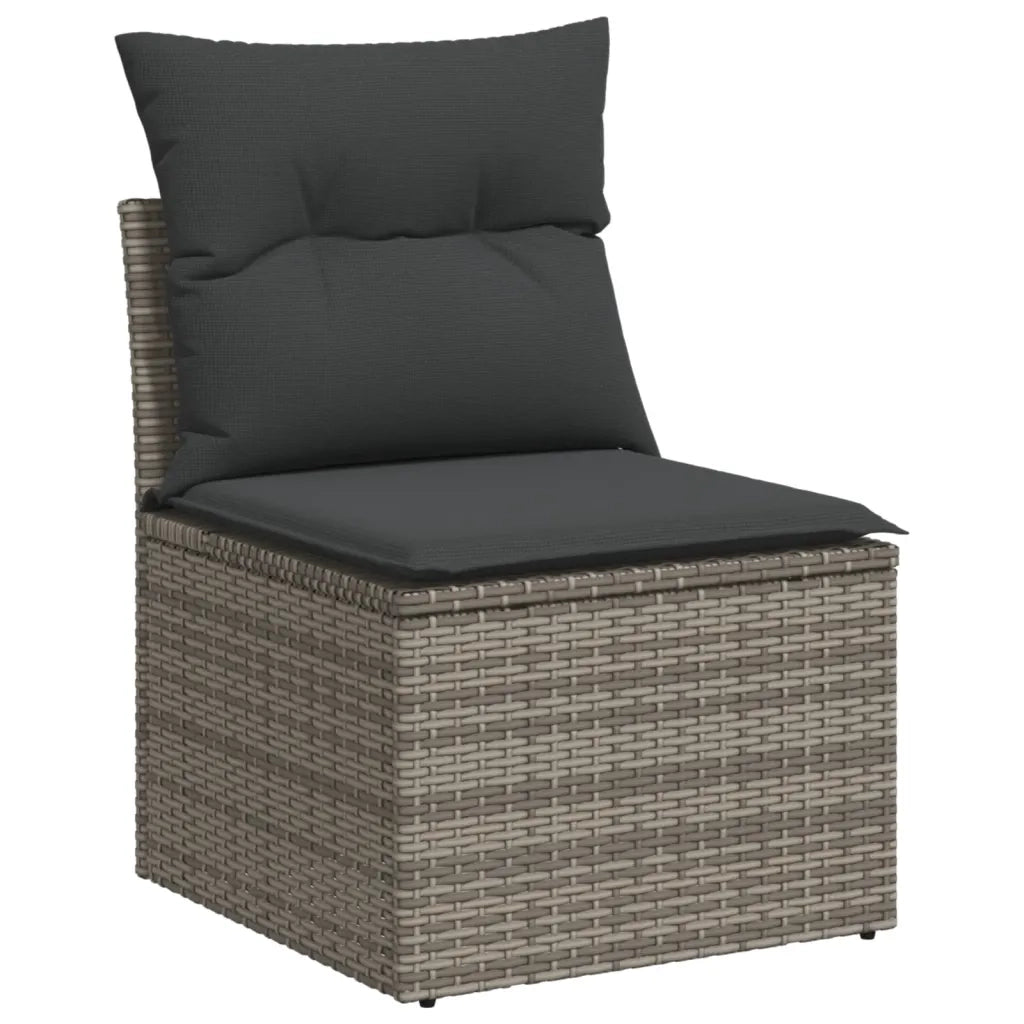 Set Divano da Giardino 10 pz con Cuscini Grigio in Polyrattan 3220629