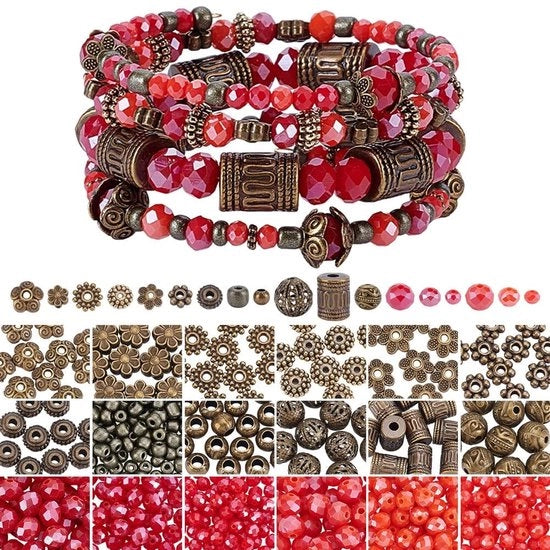 Set di Bracciali 780 Pezzi - Collane Riciclabili - Creazione di Gioielli - Stile Bohemiano - Collane in Vetro - Artigianato Fai da Te