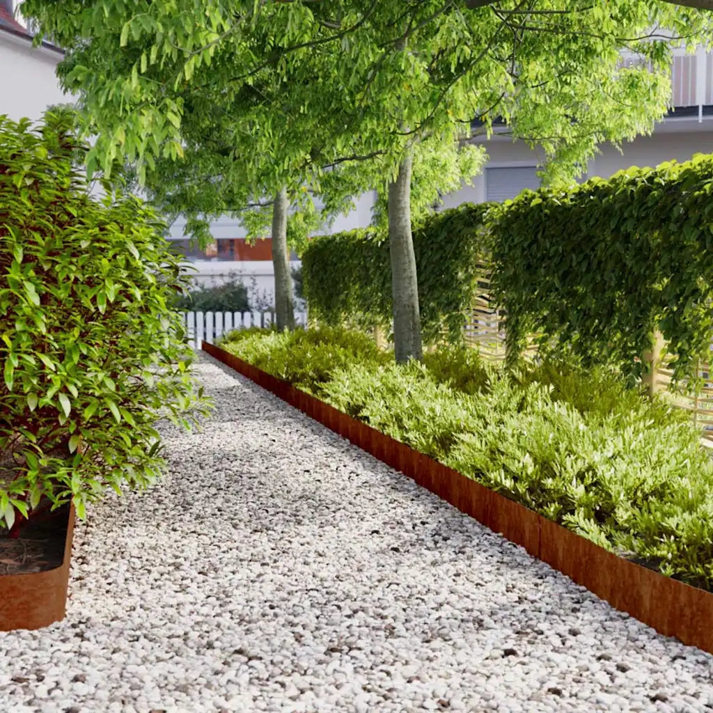Bordure per Prato 50 pz 15x103 cm Flessibili in Acciaio Corten