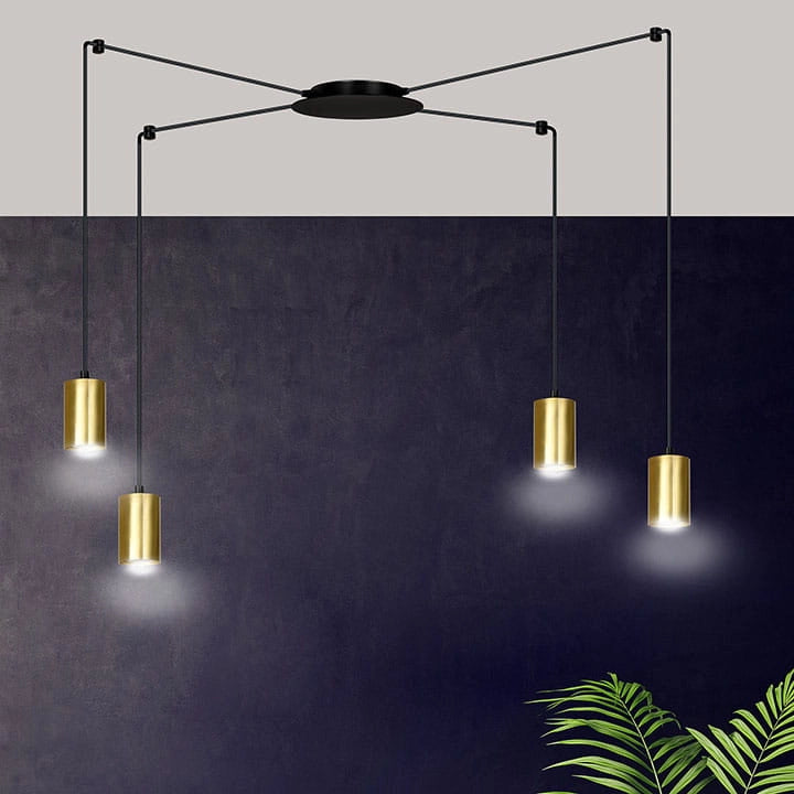 Lampadario Emibig Traker 4xGU10 nero/oro regolabile