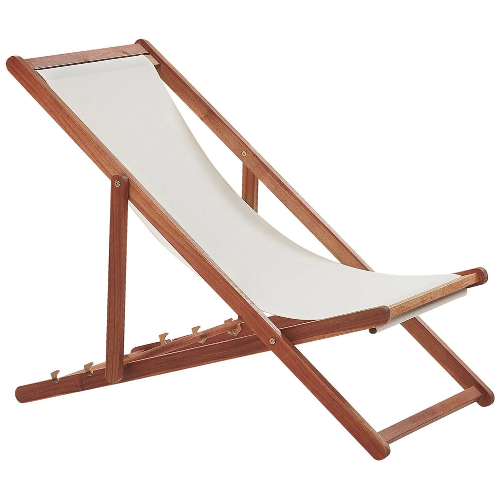 Set di 2 sedie a sdraio da giardino con struttura in legno di acacia scuro motivo fenicottero in tessuto amaca sedile reclinabile
