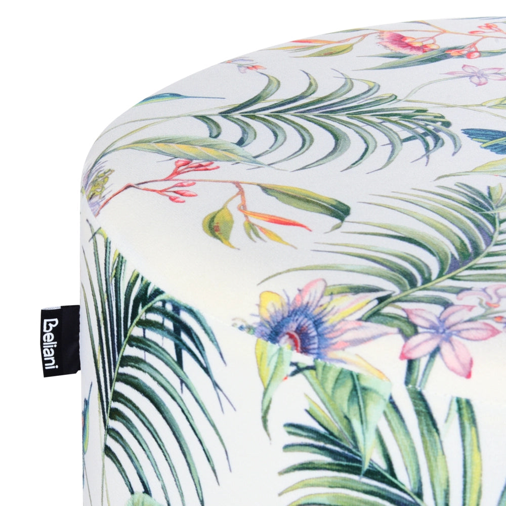 Pouf ottomana poggiapiedi rotondo in velluto multicolore moderno