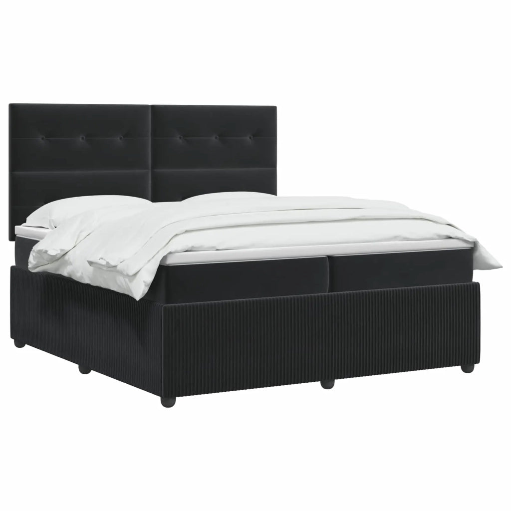 Letto Box Spring LED con Materasso Nero 200 x 200 cm Velluto 3456139