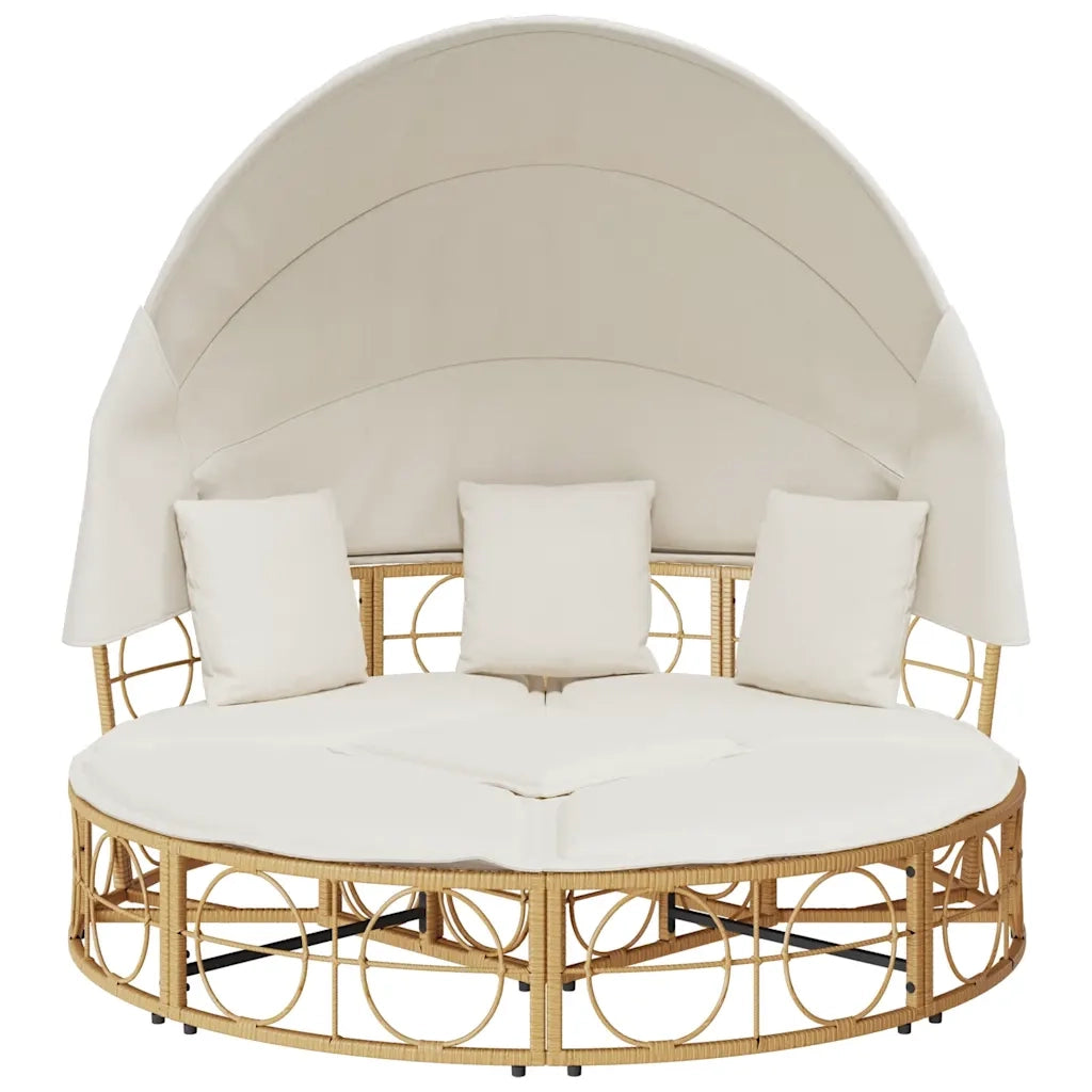 Lettino Prendisole Esterno Tetto e Cuscini in Polyrattan 4108235