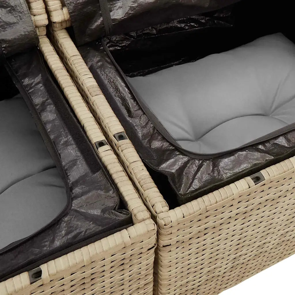 Set Divano da Giardino 17 pcs Beige e Grigio Chiaro polyrattan