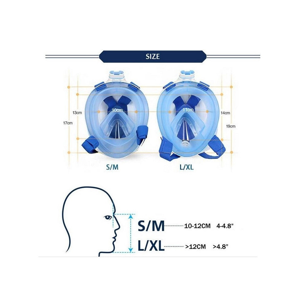 Trade Shop - Maschera Da Immersione Subacquea Snorkeling Boccaglio Full Face Con Visione 180° -