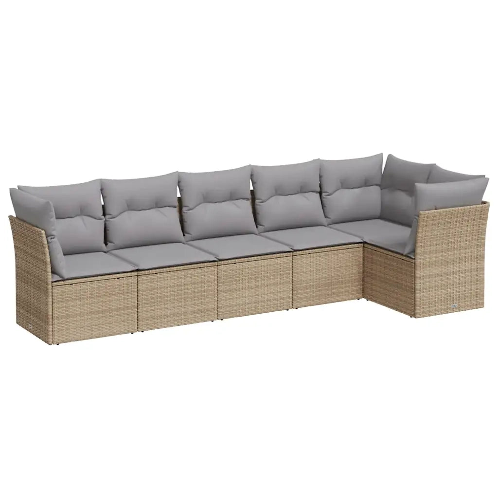 Set Divano da Giardino 6 pz con Cuscini Beige in Polyrattan 3217659