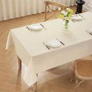 Tappeto da tavolo beige lavabile, 140x180cm, tappeti da tavolo in poliestere, impermeabile all'acqua con effetto loto, resistente alle graffette permanenti per uso domestico, matrimoni, feste.