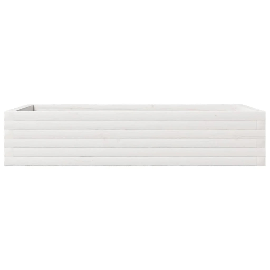 Fioriera rialzata per piante fiori terrazza giardino 110 x 60 x 23 cm legno di pino massiccio bianco 02_0037362