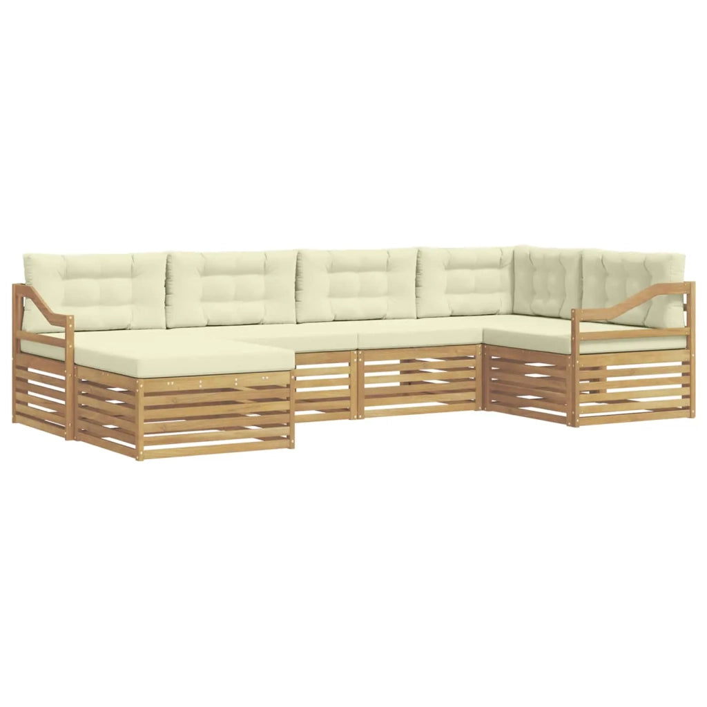 Set di divani da esterno 6 pcs Bianco e Crema Poliestere 3390780