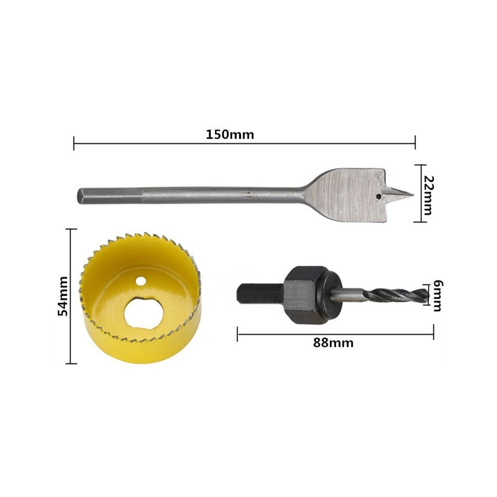 Trade Shop - Punta Trapano Per Foro Set 3 Pezzi Frese Fresa A Tazza Circolare Legno Plastica -