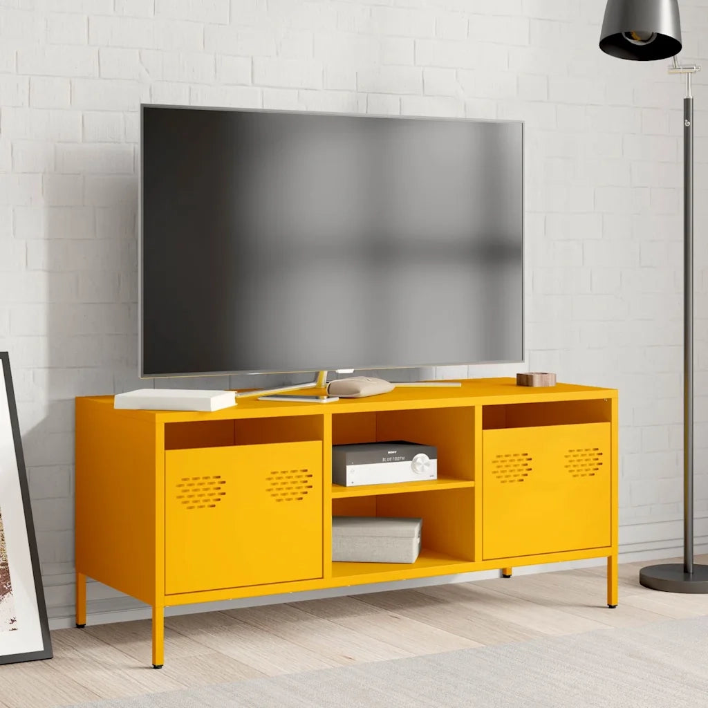 Mobile TV | Armadietto TV | Mobile Porta TV Giallo Senape 101,5x39x43,5 cm in Acciaio