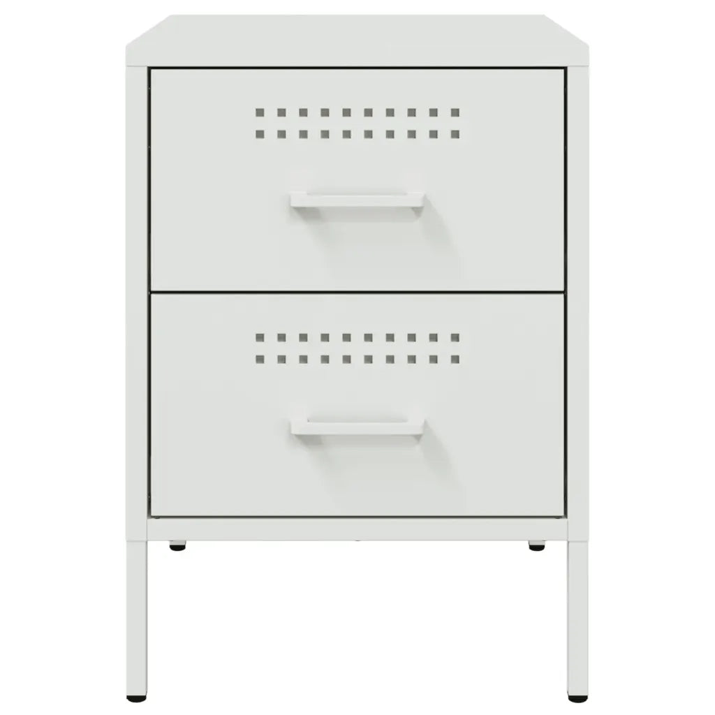 Comodino | Armadio da Notte | Mobiletto da notte Bianco 36x39x50,5 cm in Acciaio