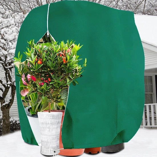 Copertura invernale per piante 140x200cm Copertura invernale per piante in vaso Protezione dal gelo, respirante Calotta per piante riciclabile con cerniera e cordino per piante di balcone (verde), 1 pezzo