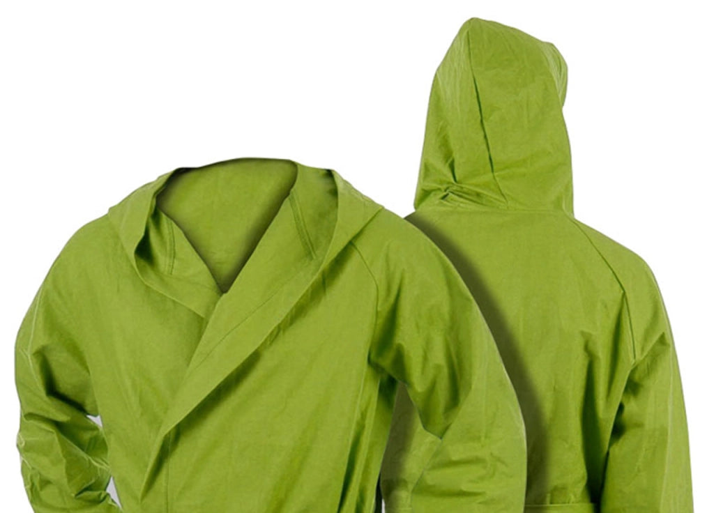 Accappatoio Con Cappuccio In Microfibra Taglia Adulto Unisex In Tinta Unita - L - Verde