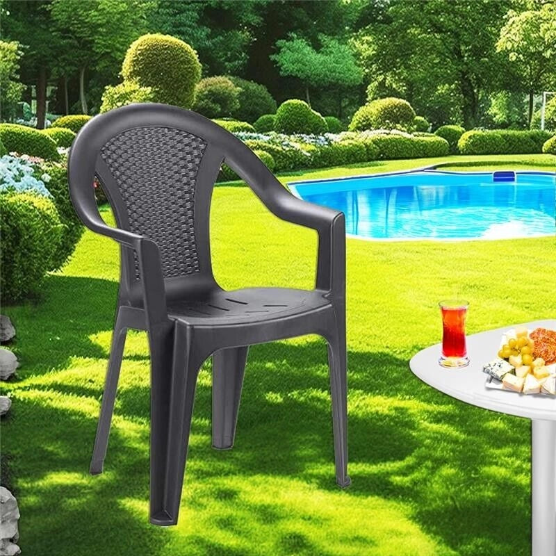 SET 4 SEDIE DA GIARDINO KORA IN POLIPROPILENE COLORE ANTRACITE 55 X 54 X 82 CM