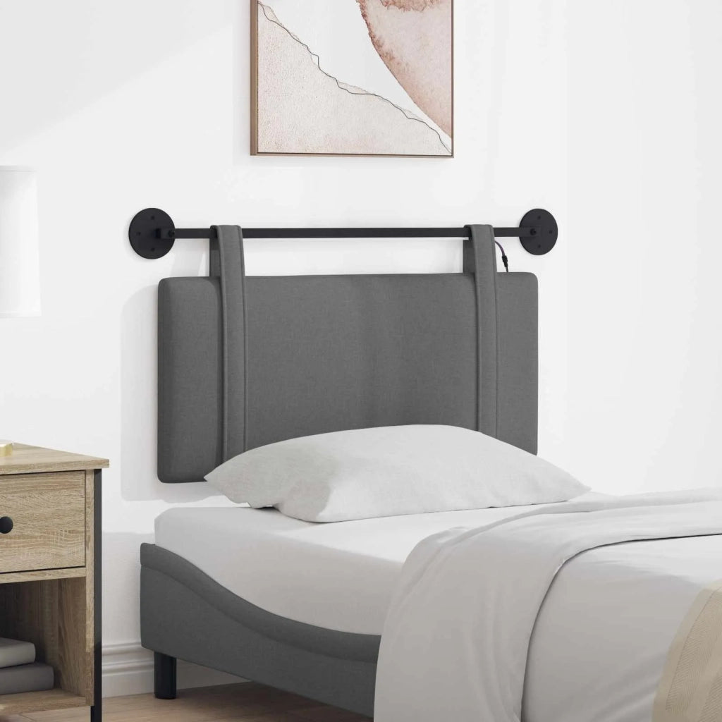Testiera sospesa Con luce LED Grigio Scuro Tessuto 3423848