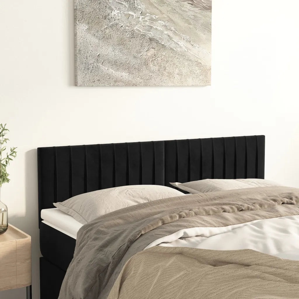 Testiera Nera 144x5x78/88 cm in Velluto 346252