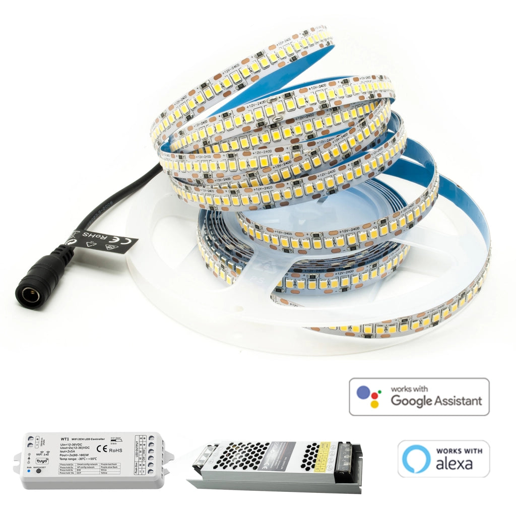 KIT SMART controllo vocale striscia LED 90W dimmer RF WiFi alimentatore 100W 12V luce interni Alexa Google LUCE 6000K