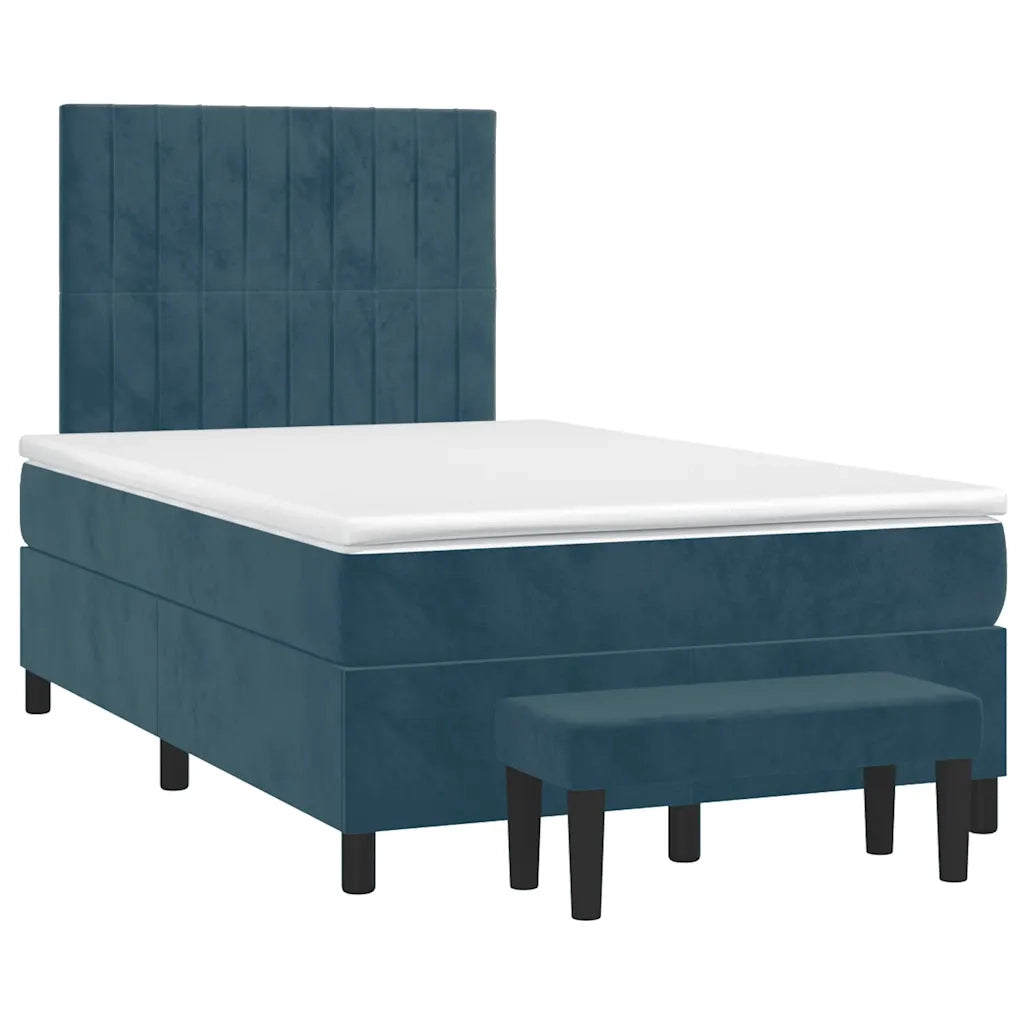 Giroletto a Molle con Materasso Blu Scuro 120x200 cm in Velluto 3137957
