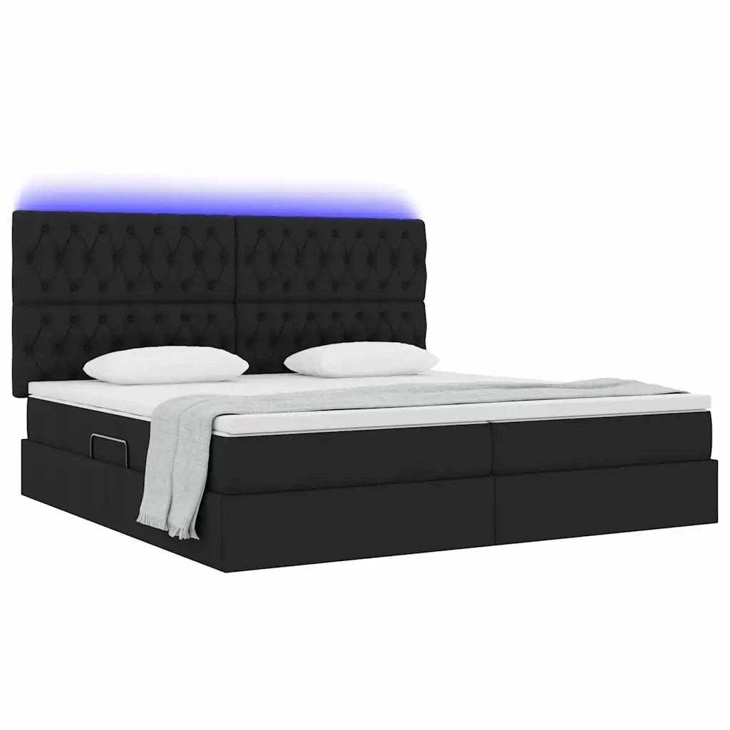 Letto con contenitore e LED Nero 200 x 200 cm Poliestere